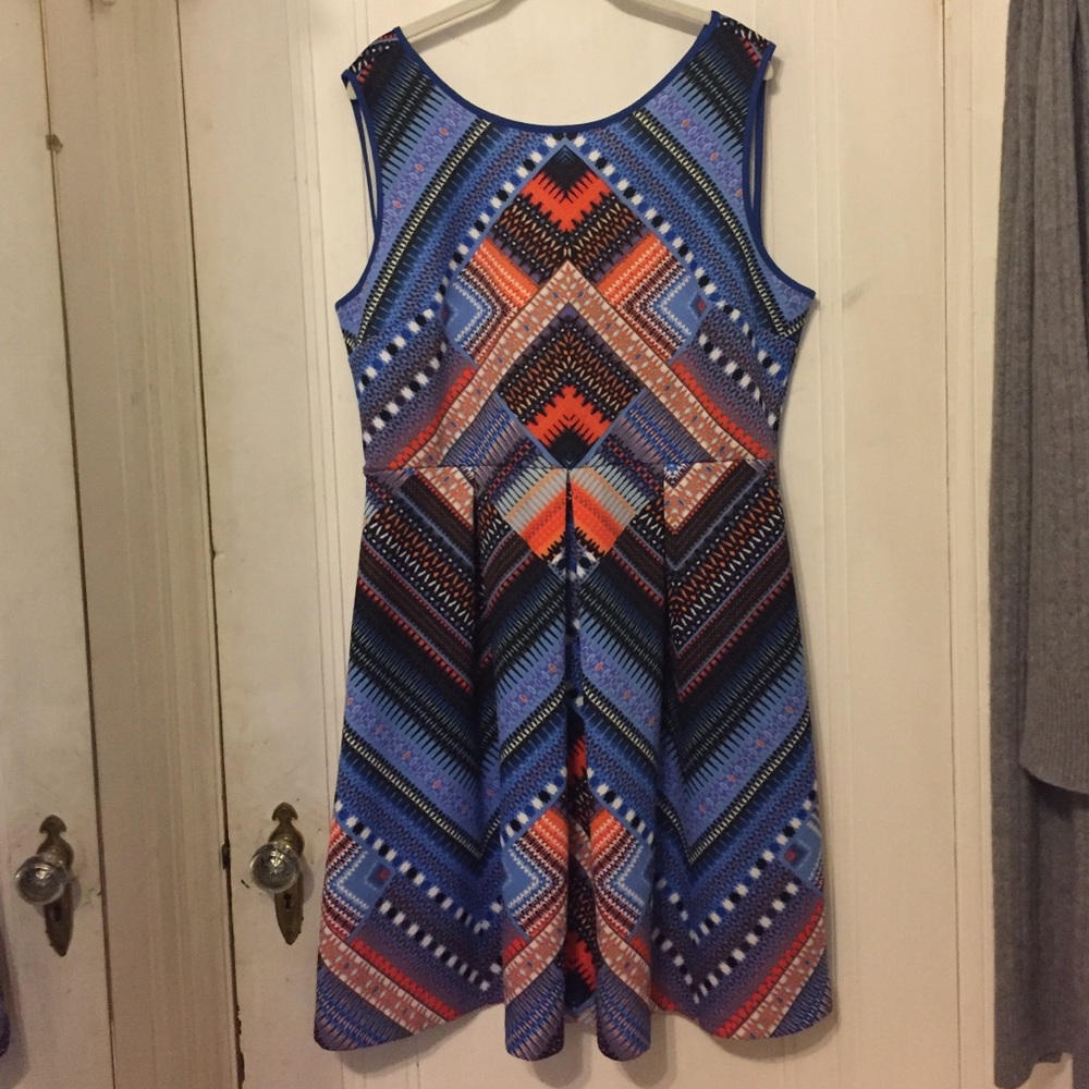 Blue & Orange Fit & Flare Liz Claiborne Dress